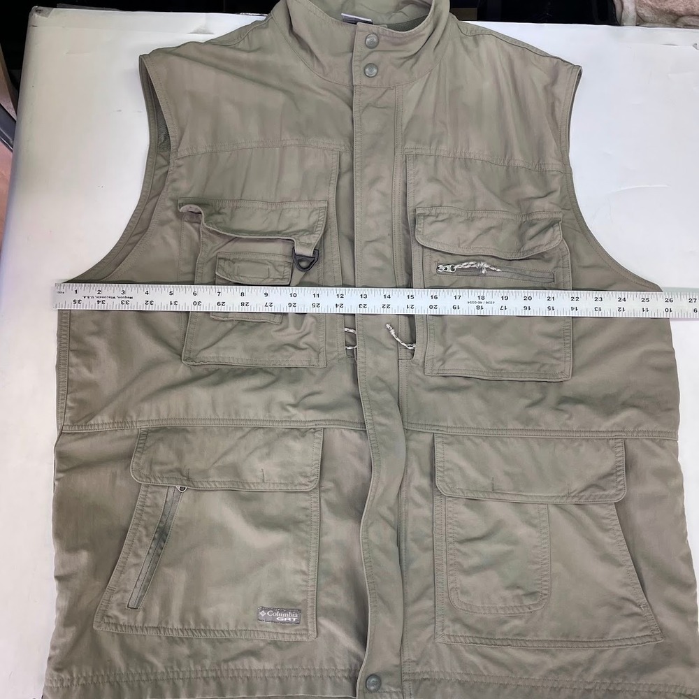 Columbia GRT Mens XXL Olive Green Multi-Pocket Utility Fishing Hiking Gear Vest - Picture 12 of 14